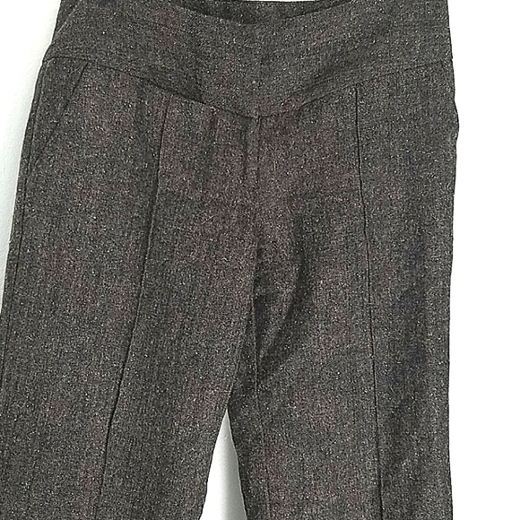 Pants wide leg front pockets wool blend Brown Y2k Old Money - Picture 2 of 9